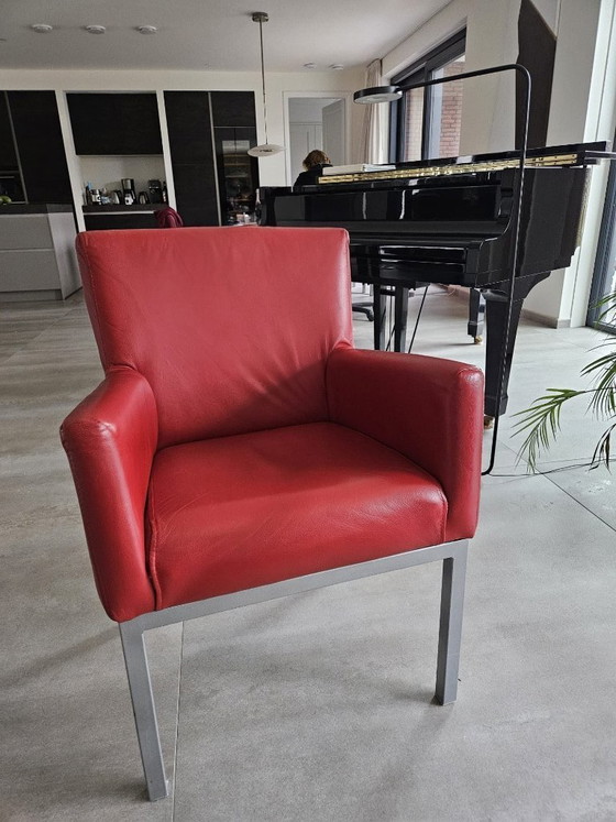 Image 1 of Juego completo de 6 sillas de comedor de diseño de cuero auténtico.