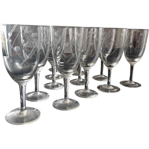 Ensemble de verres ciselés vintage, 1950