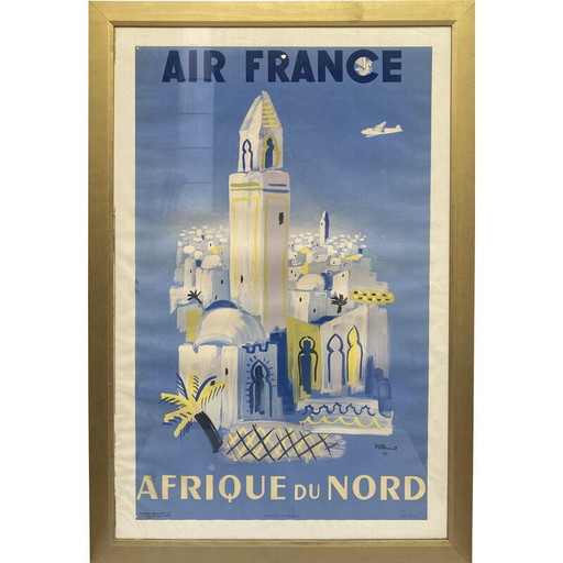Vintage Air France Nordafrika Reiseplakat von Bernard Villemot, 1946