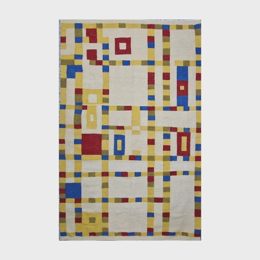 Piet Mondrian Broadway Boogie Woogie Handgewebter Wollteppich (Limitierte Auflage 2/8) – vloerkleden en tapijten, Wool
