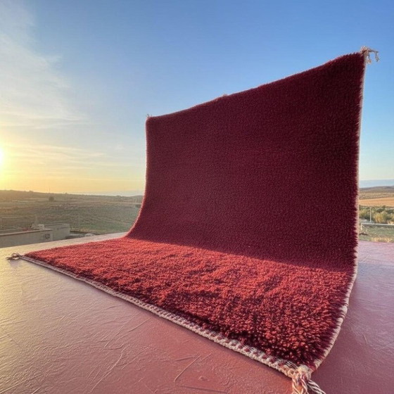 Grand Tapis Marocain en Laine 400 × 300 cm – Rouge Bordeaux (photo 8 of 9)
