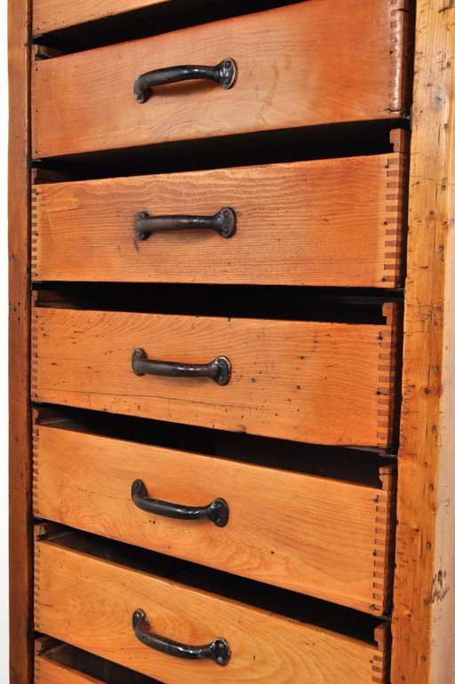 Vintage industrial beech chest of drawers 1930s