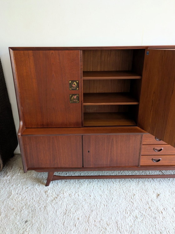 Credenza a muro vintage in teak, Louis van Teeffelen, Wébe – Credenze, Ceramica, Legno (photo 7 of 15)