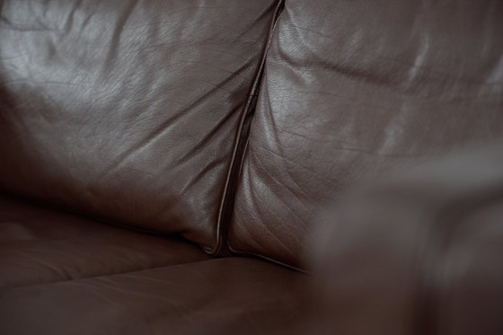 Image 1 of Divano vintage in pelle marrone, stile scandinavo moderno di metà secolo, anni '70