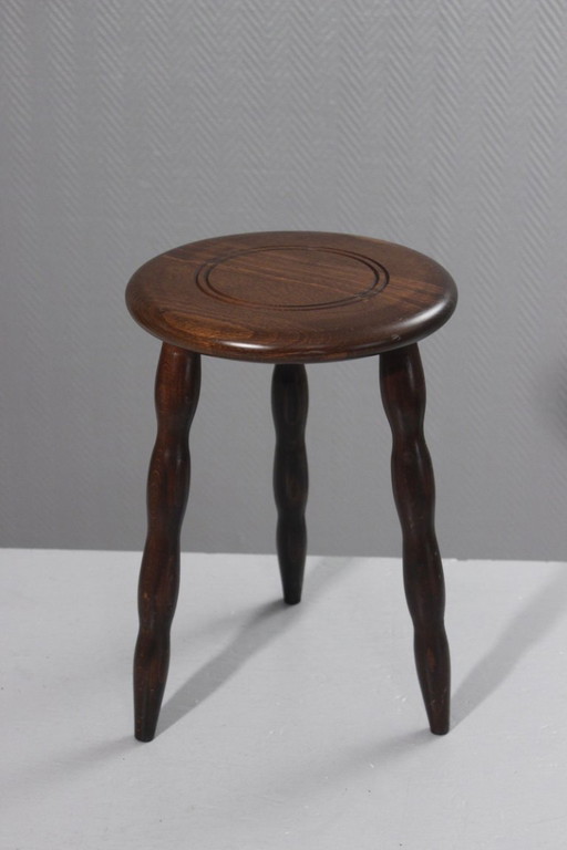 Tabouret sellette tripode vintage design brutaliste style Charles Dudouyt XXème