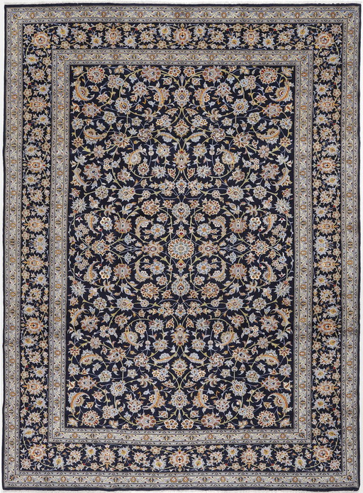 Original Hand-Knotted Persian Carpet Kashan Fine With Silk 385 X 280 Cm Top Condition