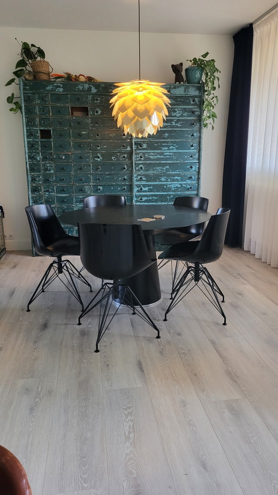 Tavolo da pranzo di design Rotondo Ø120 Cm – Nero – Base Particolare – Tavoli da pranzo, Wood (photo 2 of 5)