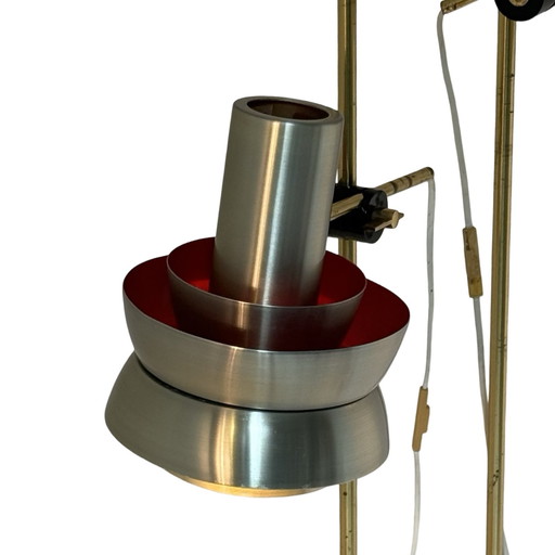 Carl Thore - Floor lamp - Double armed - Natural stone base, brass uprights - ca. 1970’s - Denmark