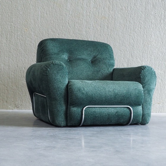 Italiaanse Mid-Century Modern Fauteuil – Textile, Chrome (photo 4 of 17)