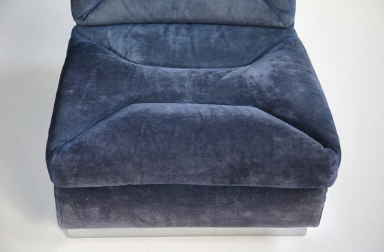 Image 1 of Fauteuil en daim et métal dans le style de Jacques Charpentier