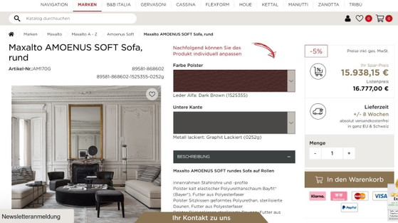 Image 1 of B&B Italia / Maxalto Amoenus drehbares Zweiersofa / Sofa – Antonio Citterio