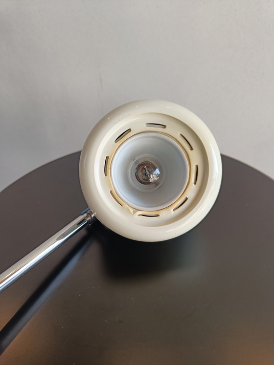 Image 1 of Vintage Space Age Table Lamp in White Plastic and Chrome, Italy 1970s/1980s