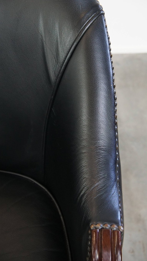 Image 1 of Classica e lussuosa sedia da ufficio in pelle bovina nera in stile inglese