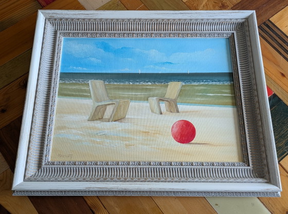 Image 1 of Painting Zeedijk Ostend with Red Ball 2 P was trick Ramont
