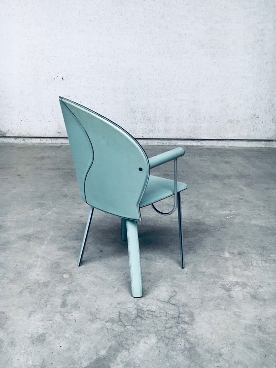 Image 1 of Postmodern Design Leather Dining Chair set by Mario Morbidelli for Naos, Italy 1980's