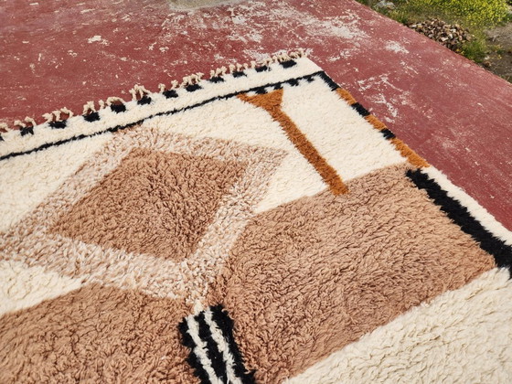 Image 1 of Groot Beni Ouarain tapijt 300x206 cm – Handgemaakt Marokkaans wollen tapijt – Neutraal Berber geometrisch ontwerp