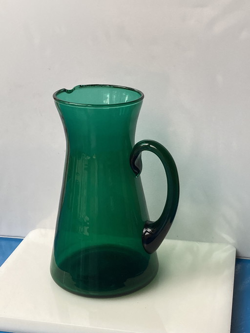 Italian Design - Mid - Century Carafe Green Glass.