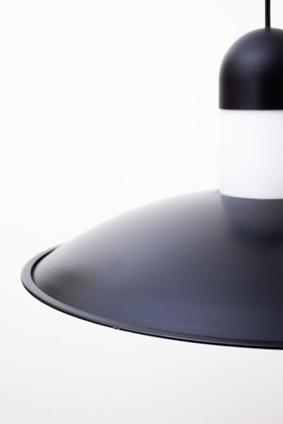 Image 1 of Lampada a sospensione vintage UFO GlasHütte Limburg in metallo e vetro opalino