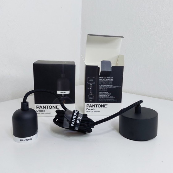 Pantone black - 3 new Pendant lamps - DENEB Cap-hanger, rvs, Textile (photo 5 of 5)
