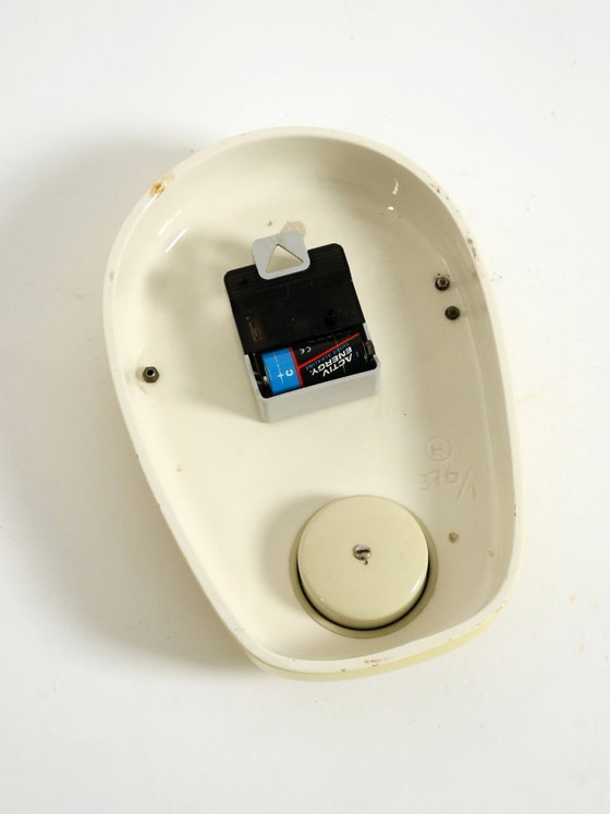 Image 1 of Beautiful battery-operated Mid-Century Modern wall clock by Mauthe with a glazed ceramic case