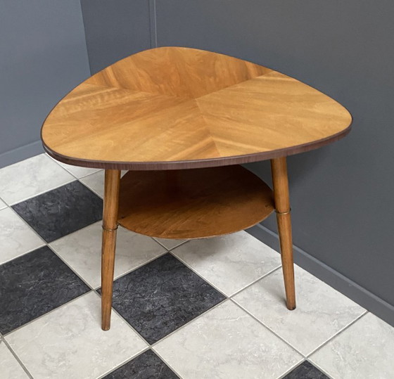 Image 1 of High wood coffee table,  triangle shape 1960s