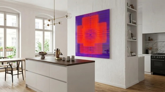 Abstract color field painting, geometry – play of colors, neon | Fluorescent art | XXL 1.0 cm cast acrylic (photo 3 of 4)