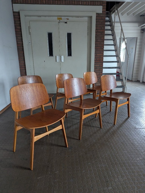 6x Chaises Shell de Borge Mogensen/ Søborg Møbelfabrik, années 1950
