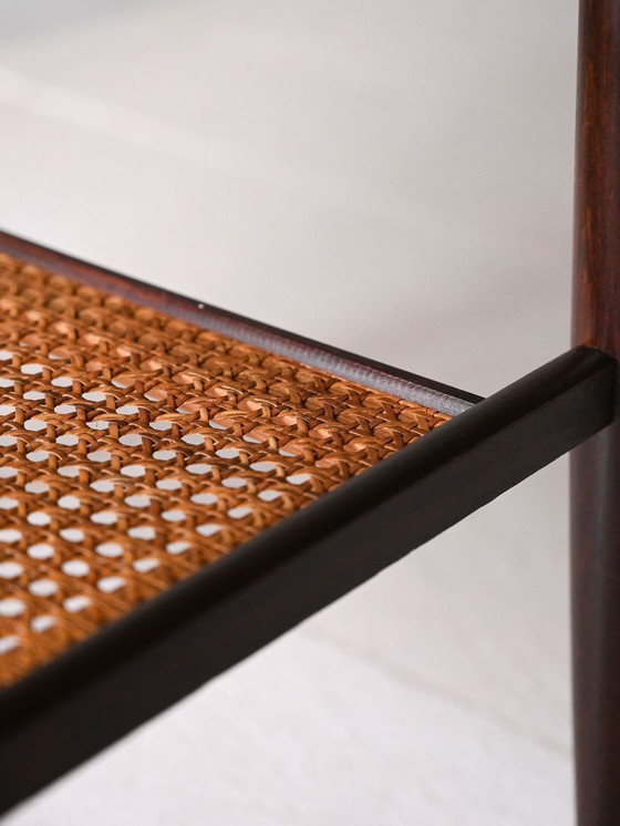 Image 1 of Mesa de centro escandinava de los años 60 con estante de paja de Viena