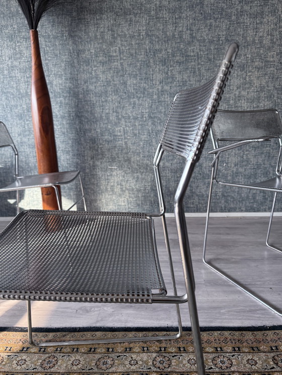 Image 1 of Juego de 3 sillas apilables cromadas "Sultana" de Arrben International, ca 80s