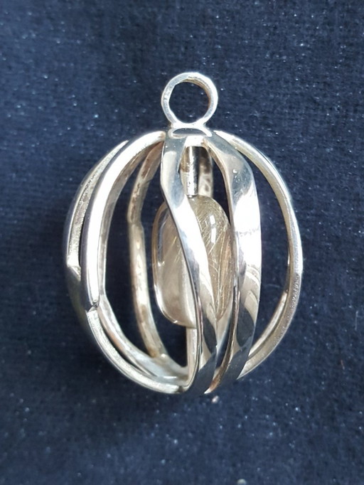 Jewelry: pendant, silver and rock crystal, unique, 1960s