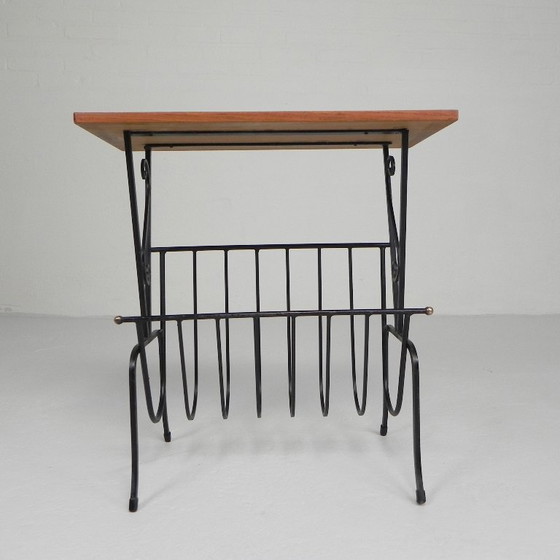 Image 1 of Tavolino vintage, portagiornali con piastrella di Hemiksem, anni '50