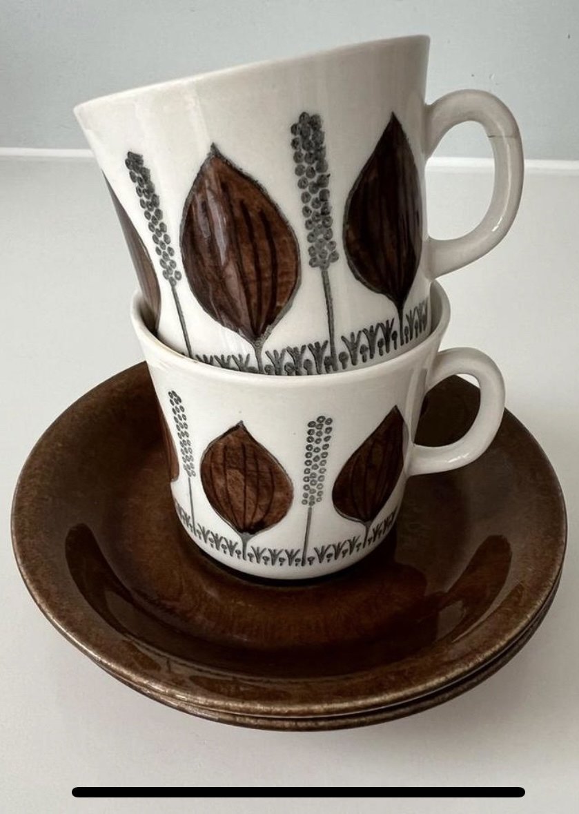 Gefle/UpsalaEkeby＊ATLANTICA＊・* 5x Upsala Ekeby Gefle Groblad cup and saucer vintage rare