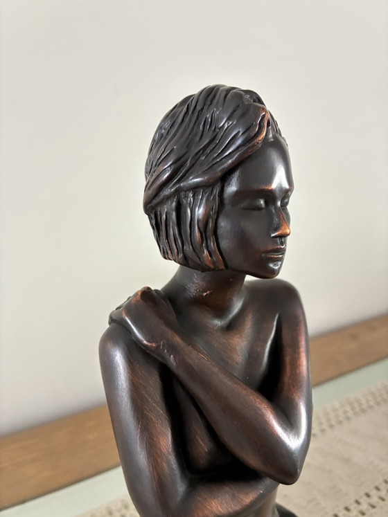 Image 1 of Paor S.A. Madrid – Buste féminin signé – Patine bronze – Socle en marbre