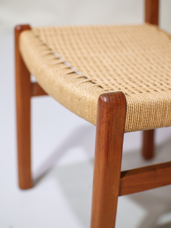 Image 1 of 4x Chaises de salle à manger Papercord Teck Danois Vintage