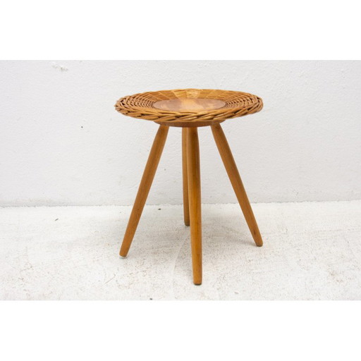 Mid century rattan stool by Jan Kalous for Úluv, Czechoslovakia 1960s