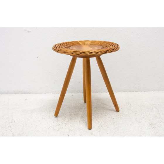 Image 1 of Mid century rattan stool by Jan Kalous for Úluv, Czechoslovakia 1960s