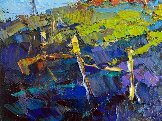 Image 1 of Original Oil Painting Summer Village Landscape The wind whispers between the stones