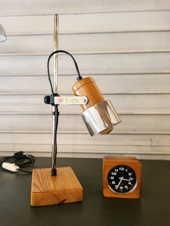 Image 1 of Vintage Italiaanse pin jaren 70 lamp + Kiplé wekker