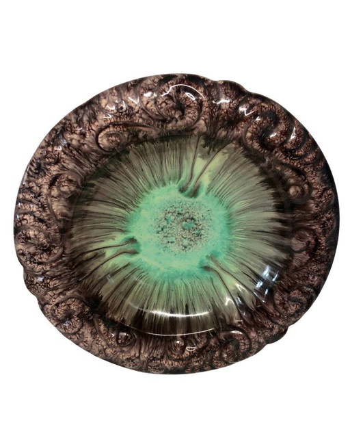 Vintage Schlossberg Keramik West Germany Bowl - Fat Lava Era - Turquoise & Brown -Mid Century Modern