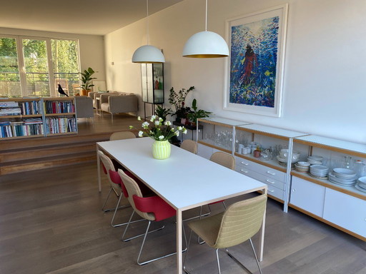 Arco Slim eettafel – Fenix wit blad – eiken onderstel – 240 cm