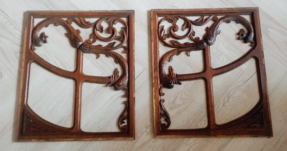 Image 1 of Sehr schöne antike Holzschnitzerei Art Nouveau
