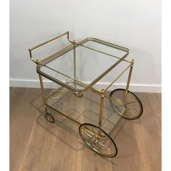 Image 1 of Vintage neoclassical brass rolling table, 1940