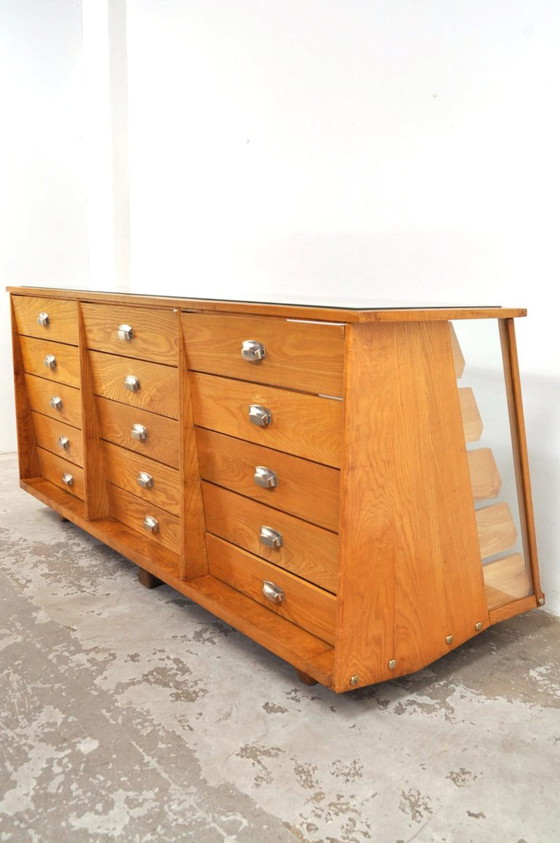 Image 1 of Vetrina/bancone da negozio in rovere stile Art Déco, anni '30