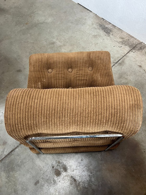 Image 1 of Vintage Fauteuil, Daybed/uitklapbed, Bruin Corduroy, 1970