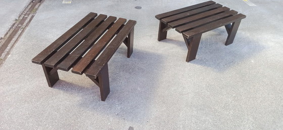 Image 1 of Banc ou table vintage en bois à lattes