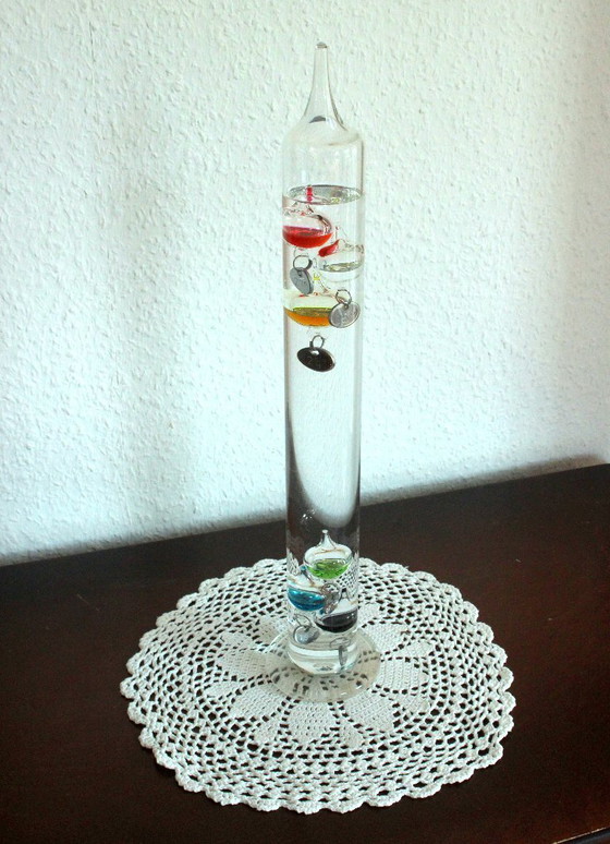 Image 1 of Large Galileo glass thermometer, handmade, mouth-blown