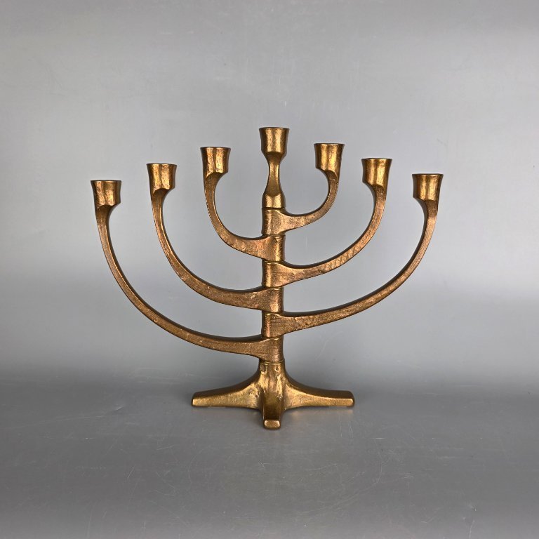 Vintage bronze design candlestick – Michael Harjes – adjustable