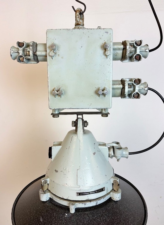 Image 1 of Grey Cast Aluminium Explosion Proof Lamp with Enameled Shade, 1970s