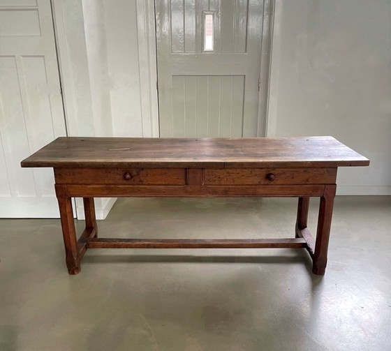 Image 1 of Table de ferme ancienne en bois, fin du XVIIIe siècle, France