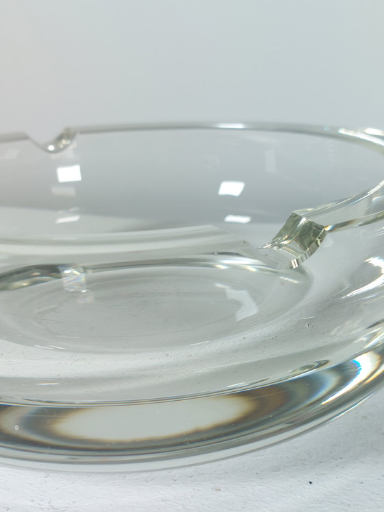 Image 1 of Large Vintage Mid Century Crystal Glass Cigar Ashtray